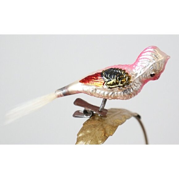 Antique Mercury Glass Bird Clip On Parrot Ornament  Christmas Ornament 1900's - Picture 2 of 5